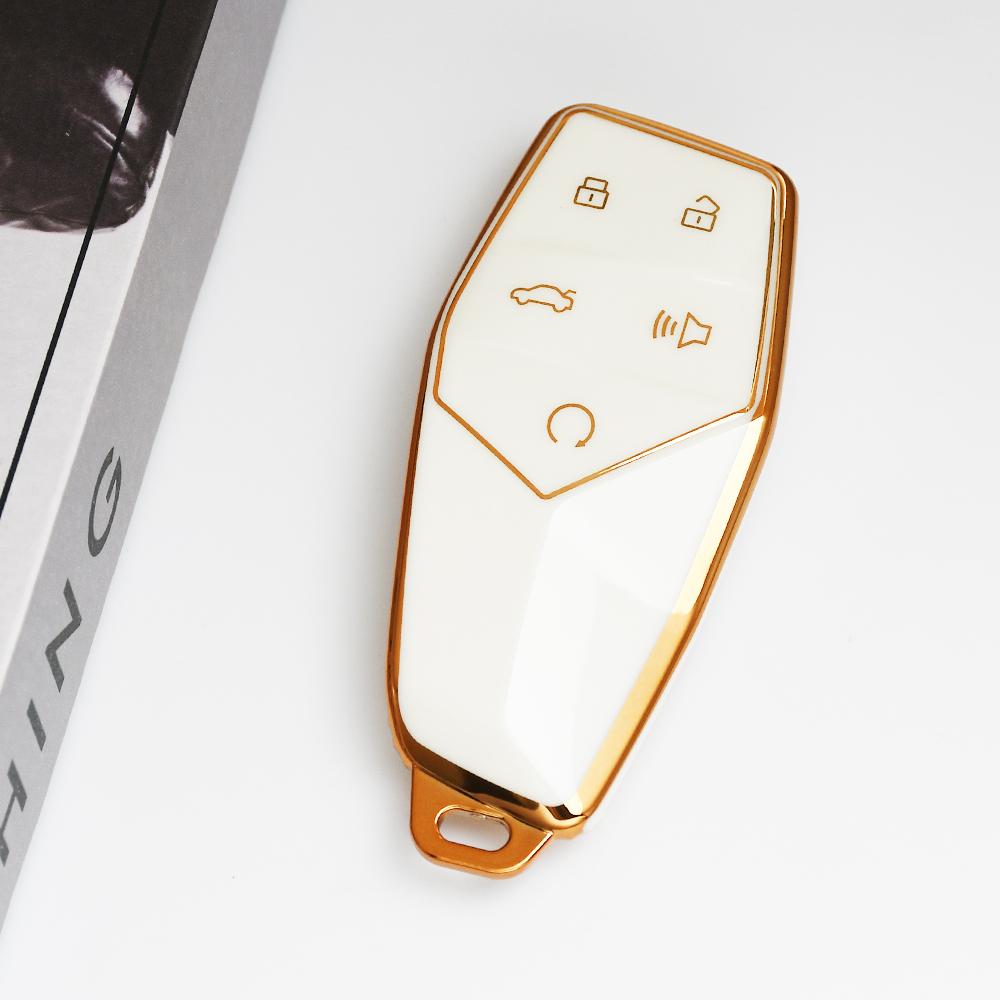 

Gold Edge TPU Interior Decoration Accessories Keychain for MG ONE 2022 2023 2024 for MGONE Remote Car Key Case Cover Fob Holder белый