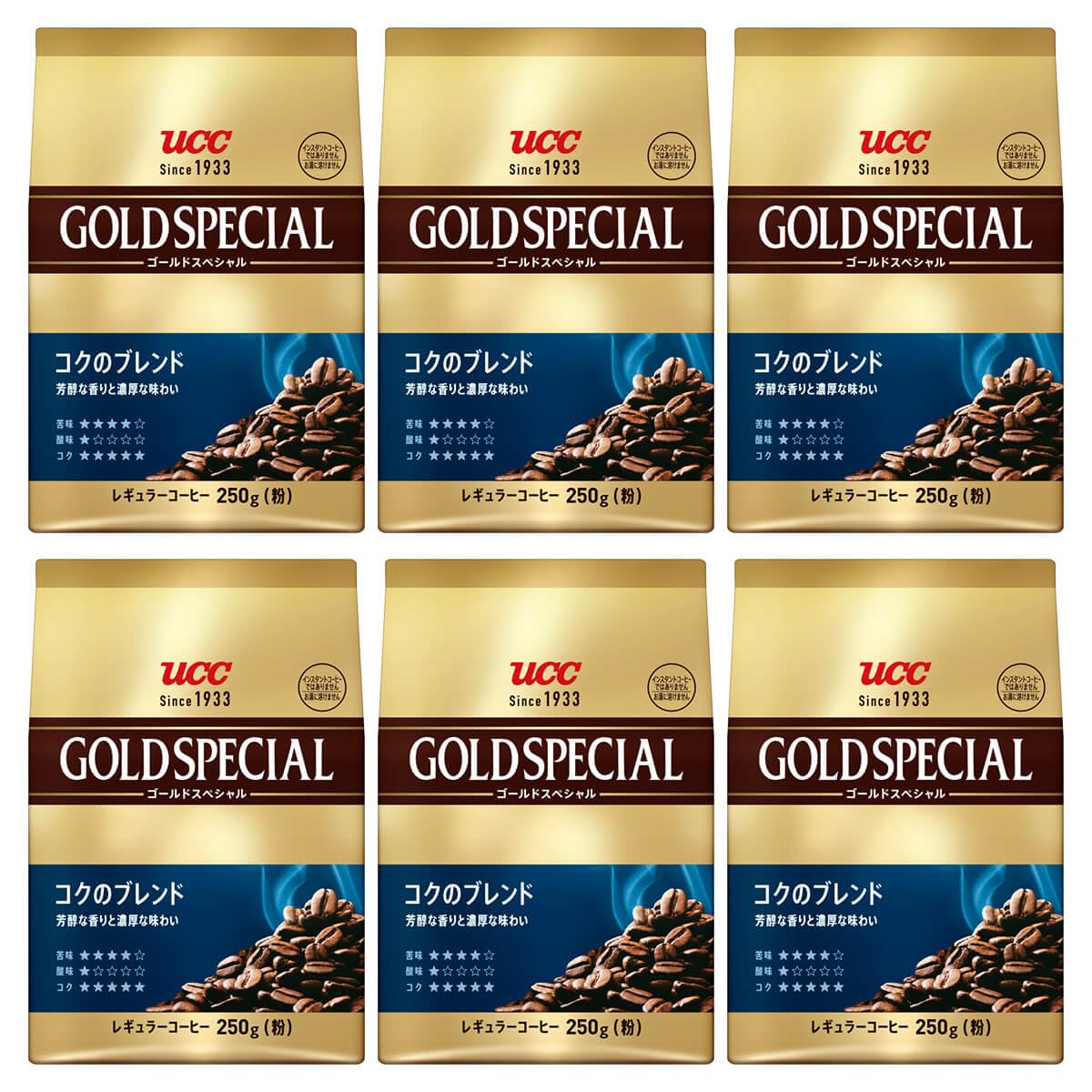 

UCC Gold Special Rich Blend, 1500 г (6 пакетов по 250 г) Обычный кофе (Молотые зерна) [Жареный]