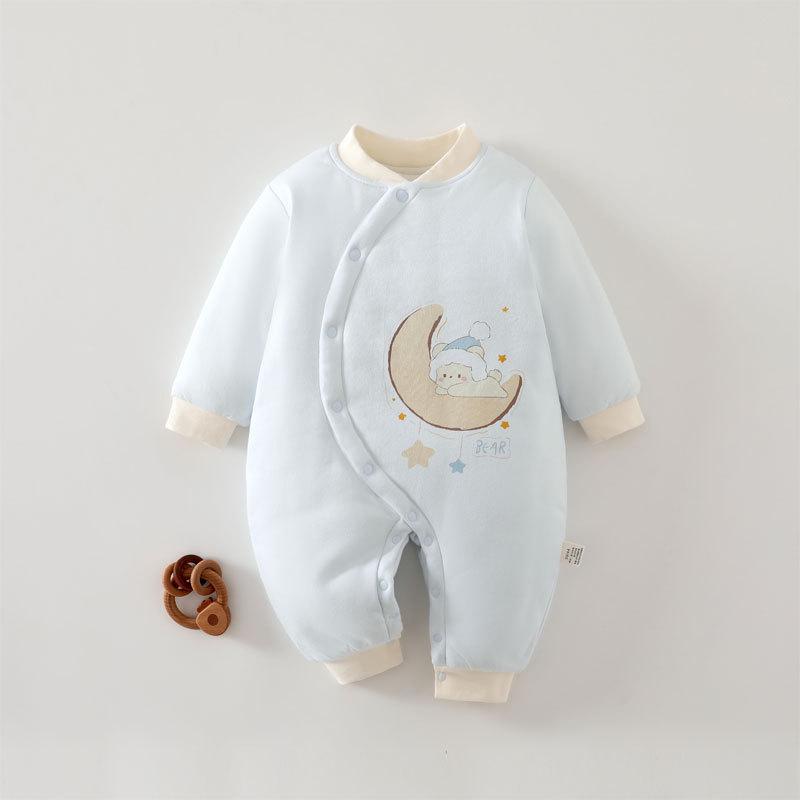 Winter-Ready Baby Bodysuit: 120g Thick Cotton Padded Romper, Pure Cotton Crawling Suit