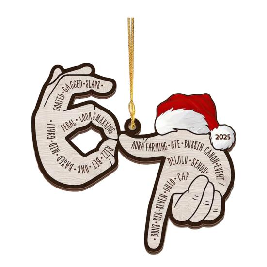 Altı Yedi Ahşap Süs Komik Genç Argo Noel Ağacı Süsü Mizah 67 Meme Gençler İçin Hediye