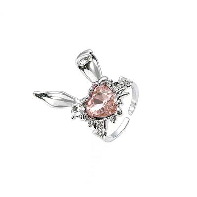 Premium Süßer Süßer Cooler Verspielter Kaninchen Diamantring Jahr des Hasen Offener Zeigefinger Ring