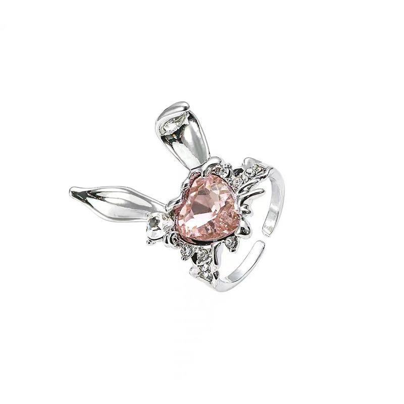 Premium Cute Sweet Cool Playful Rabbit Diamond Ring Year Of The Rabbit Open Index Finger Ring