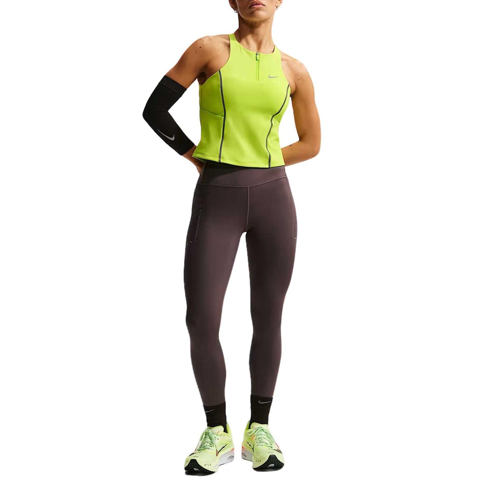 Nike Dri-Fit Solid Striped Sweat-Wicking Quick-Dry Breathable Compression Sports Tank Top Women tops IM7643-389 S