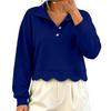 Women's Fashion Color Long Sleeve Collared Pullover Sweatshirt Casual Loose Fit Top