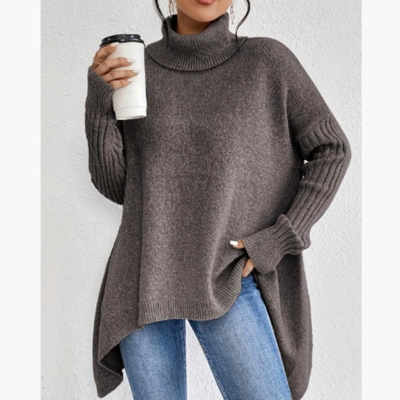 Neuer Damen-Casual-Pullover mit langen Ärmeln und hohem Kragen für Herbst und Winter
