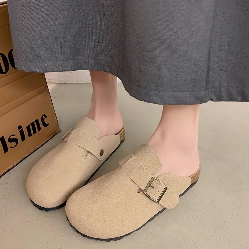 

Ретро Birken сумка голова тапочки женская верхняя одежда 2025 весна и лето новый толстая подошва один педаль Boken повседневный ленивый половина тапок 35