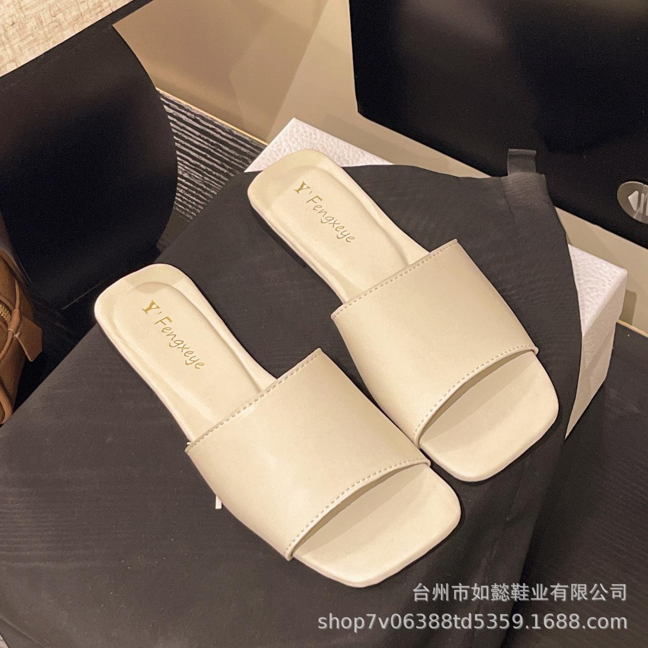 

2025 лето европейская и американская новая мода крутые шлепанцы на плоской подошве с квадратным носком, сандалии женские 41