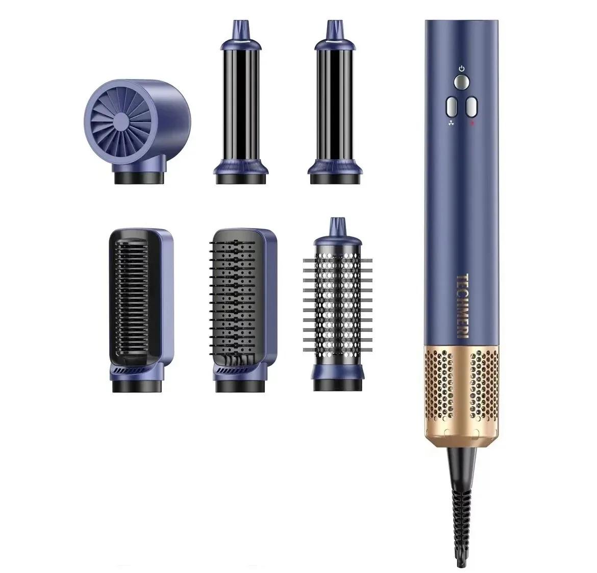 

Фен для волос с ионизацией 6 в 1, 110000 об/мин, быстрая сушка с автоматической завивкой, щипцы для завивки с воздушным напылением, фен-щетка, мультистайлер 6 в 1 AU