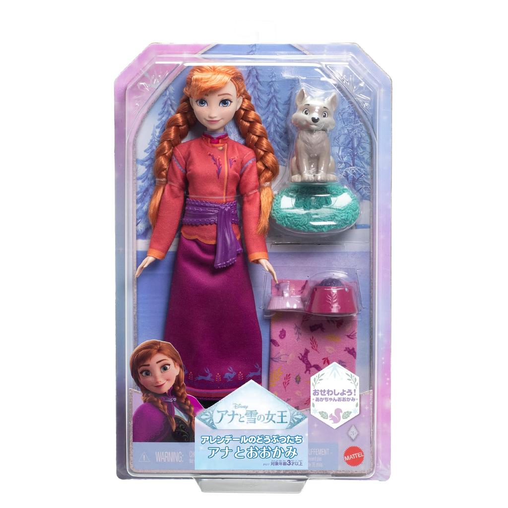 Mattel Disney Frozen Arendelle Animals Anna and the Wolf Dress-Up Doll House for Pretend Play, Ages 3 and Up, Red, JFG17