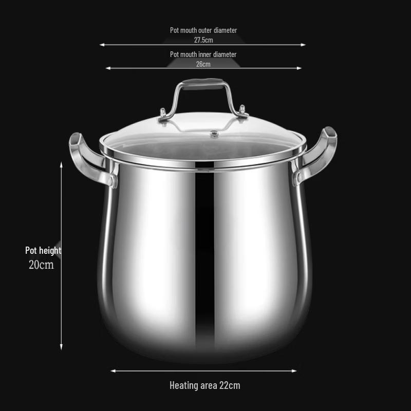

ZISIZ 316 Stainless Steel Drum-shaped Soup Pot
