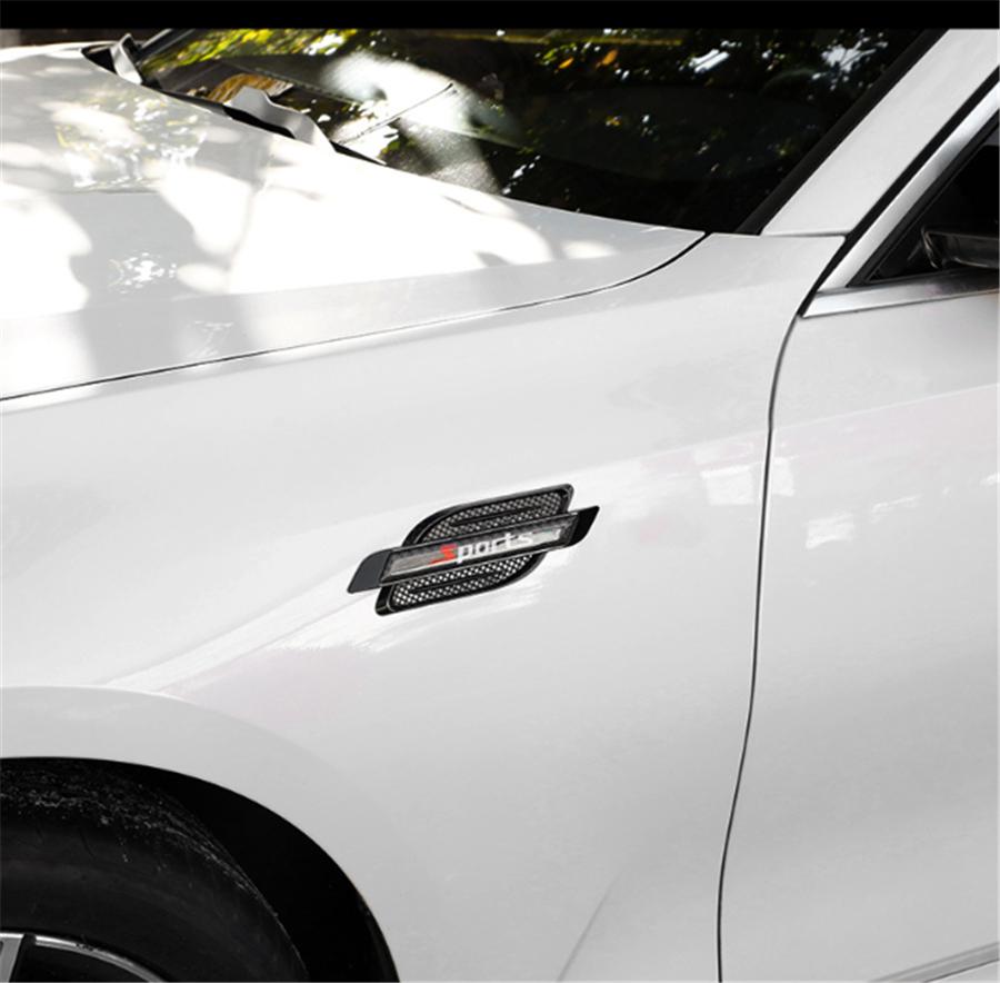 Pair Car Front Fender Side Air Vent Cover Trim Stickers Shark Gills Sports Style