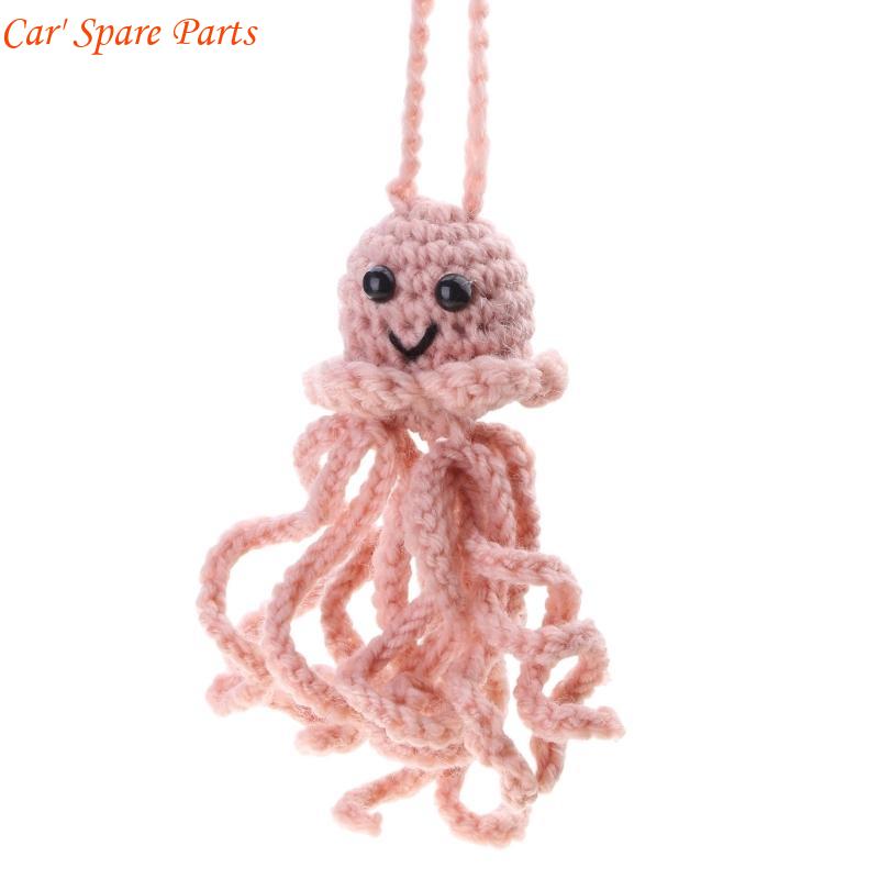 

Y4UA Handmade Woolen Octopus Pendant Car Interior Decoration Rearview Mirror Hanging Decor Accessories for Backpacks Keychain светло-розовый