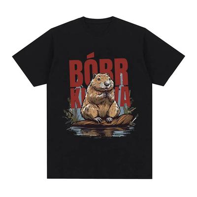Bober Kurwa Bobr T-shirt Funny Beaver Meme Graphic T-shirt Style Men's Casual Loose Short Sleeve Casual Oversized Breathable Top
