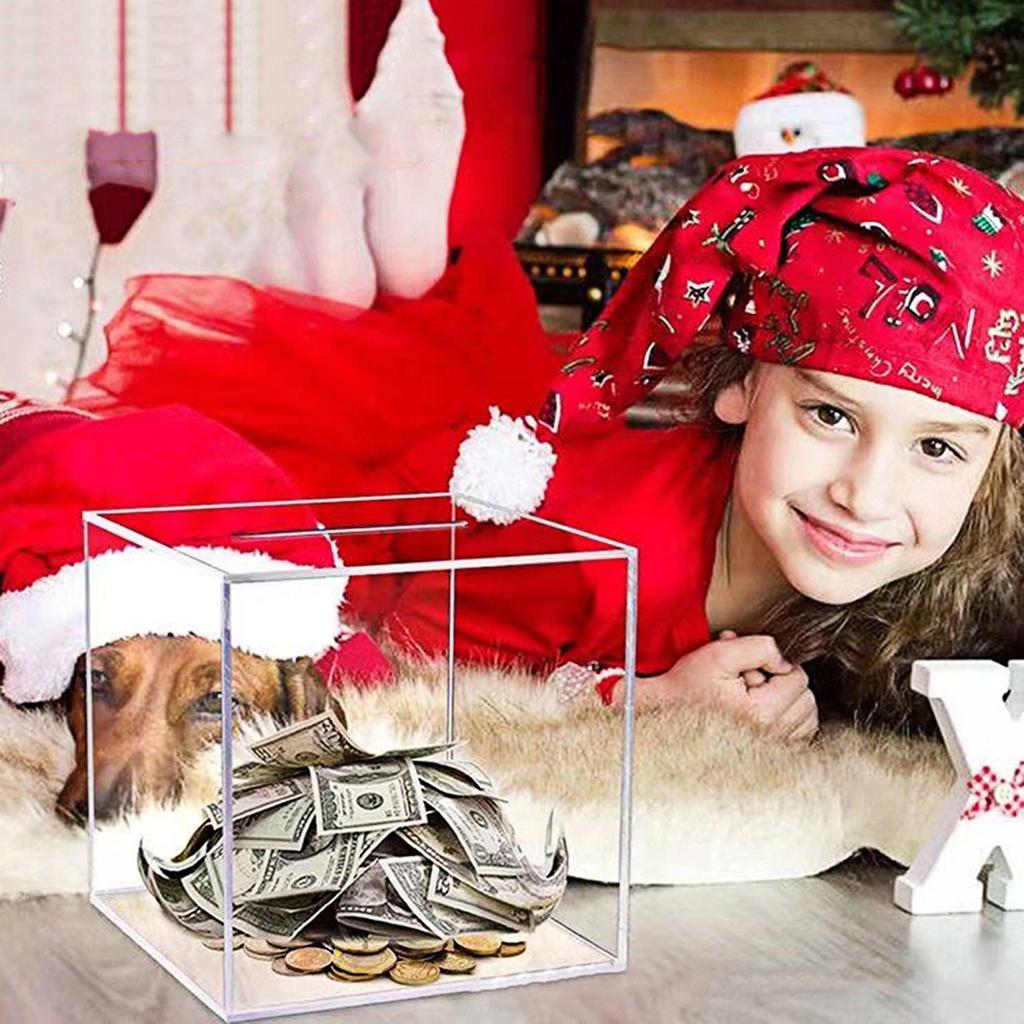 Yousheng Clear Acrylic Money Saving Box Unbreakable Piggy Bank 365 Days Cash Vault Saving Challenge Box Must Break to Open Money Bank to Save 10K