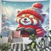Cute Red Panda in Winter Snow Pattern Wall Hanging Tapestry Decorative Tapestry Home Decor for Bedroom and Living Room