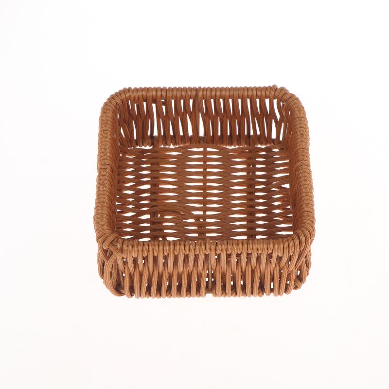 Imitation Rattan Wicker Basket Fruit Tea Snack Bread Basket Cosmetic Square Storage Box Household Kitchen Supplies