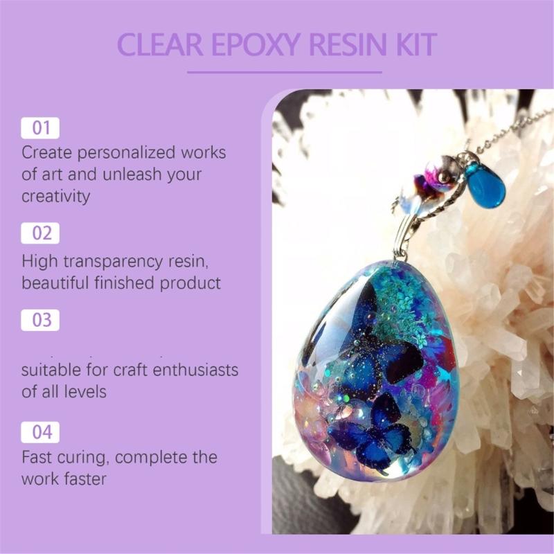 6.76OZ Epoxy Resin Clear for Jewelry Making, Art Resin, Including 4 Pipettes, 2 Measuring Cups, 2 Stick, 2 Pair Gloves