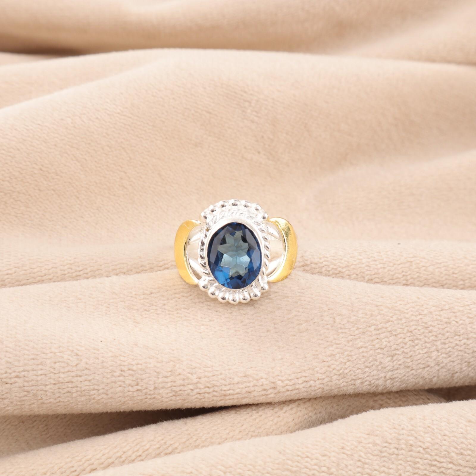 

Лондонский голубой топаз драгоценный камень 925 стерлинговое серебро ювелирные изделия кольцо-заявление для женщин RR-61-10 4