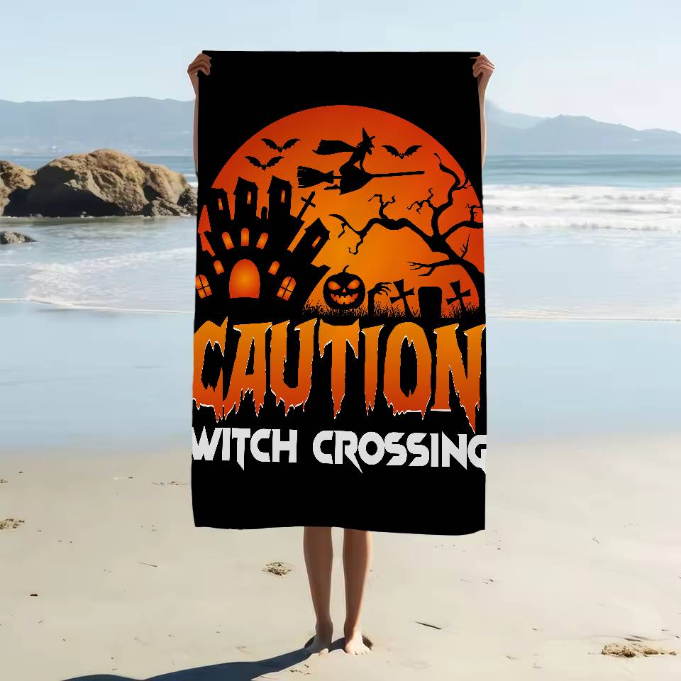 Retro Halloween Hexe Kürbis Geist Mikrofaser Decke Schnelltrocknend Strandtücher Druck Super Saugfähig Pooltuch Decke