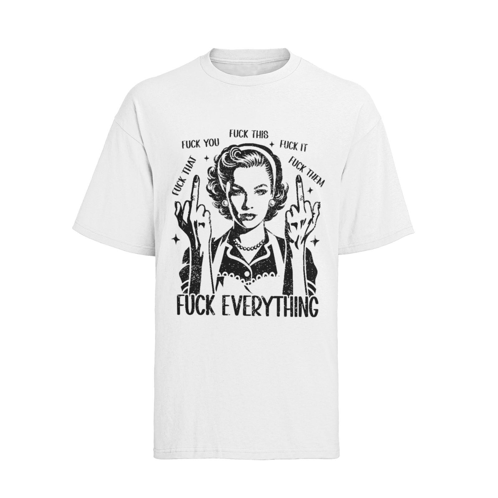Funny Retro Housewife Fuck You Middle Finger FCK Mens Cotton Shirt S-XXXL S