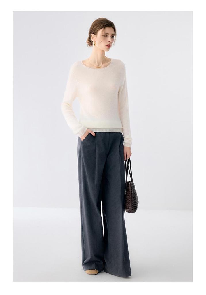 Lekasha Women's Cashmere Round Neck Sweater - Solid Color Knit Pullover