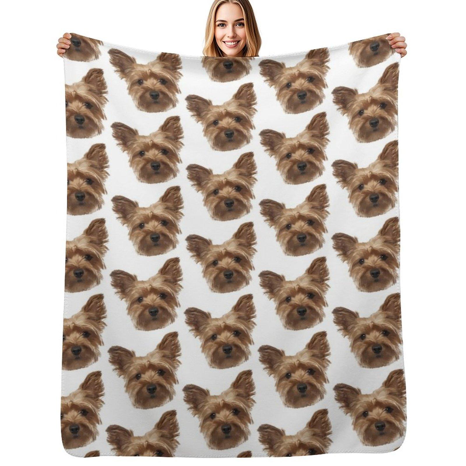 Yorkshire Terrier Throw Blanket Warm Throw Blanket Gift for Anniversary Size: 75*100cm, Weight: 230 GSM
