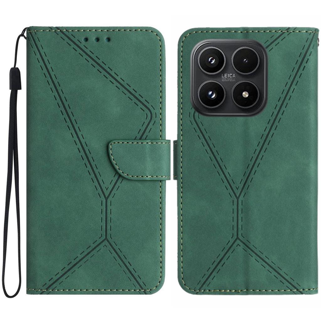 For Xiaomi 17 Case Skin Touch Lines Imprinted PU Leather Flip Phone Cover
