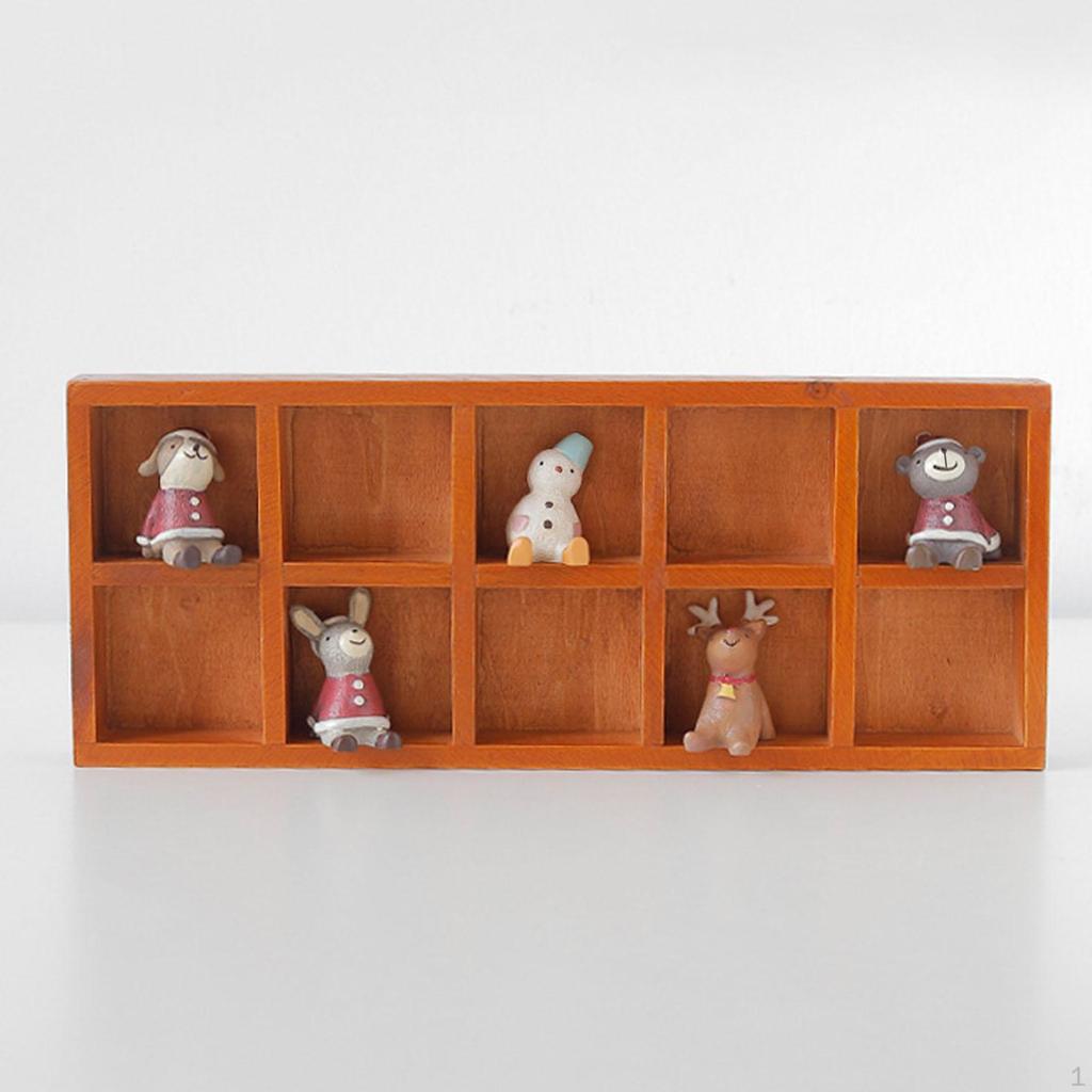 Wooden Storage Divider Box Divided Organizer Tabletop Organization 10 Grid Section Sorting Tray