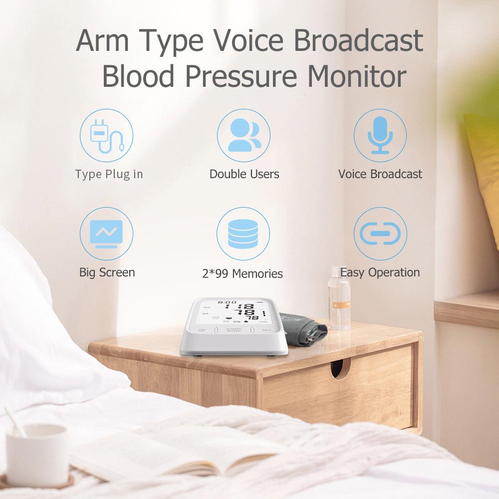 Medical-Grade Fully Automatic Upper Arm Sphygmomanometer Electric Blood Pressure Meter High Accuracy Hospital BP Machine