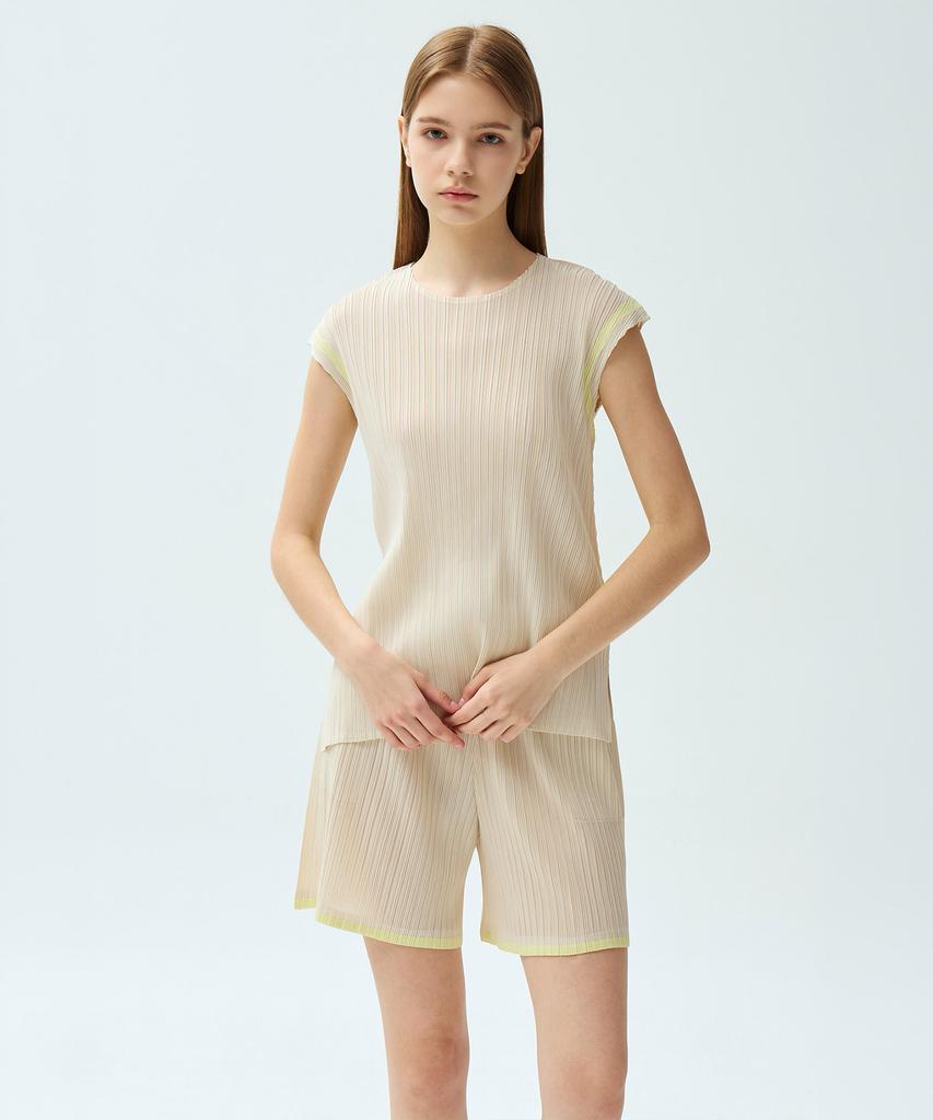 Waiowai Line Point Elastic Waist Pleated Shorts_2 Colors
