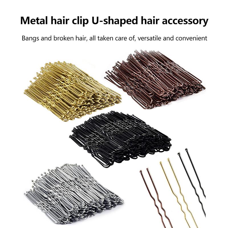 100 Piezas/Bolsa 5cm/6cm Horquillas para el Cabello de Aleación en Forma de U Pinzas Onduladas para el Cabello Pasadores Metálicos Simples Pasadores Herramientas para Peinado de Novia Horquillas
