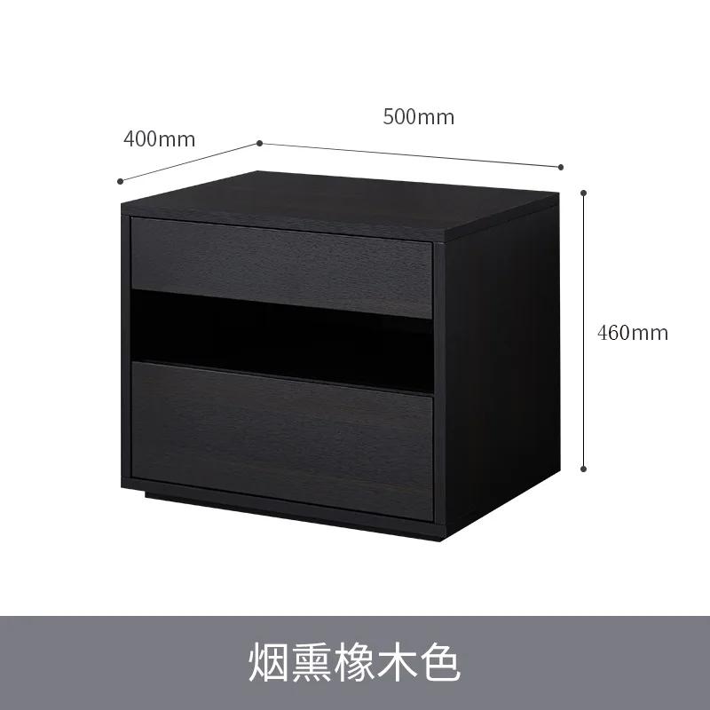 Italian minimalist bedside table, Nordic style bedroom, modern minimalist black solid wood drawer cabinet