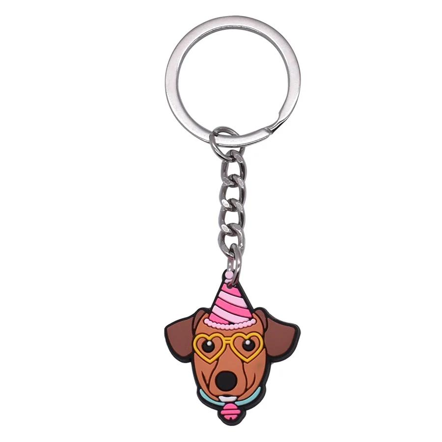 New Arrival Adorable Pet Dogs PVC Soft Keychains Bag Hanging Pendant Car Keyrings Animals Key Chains Accessories Wholesale Gift