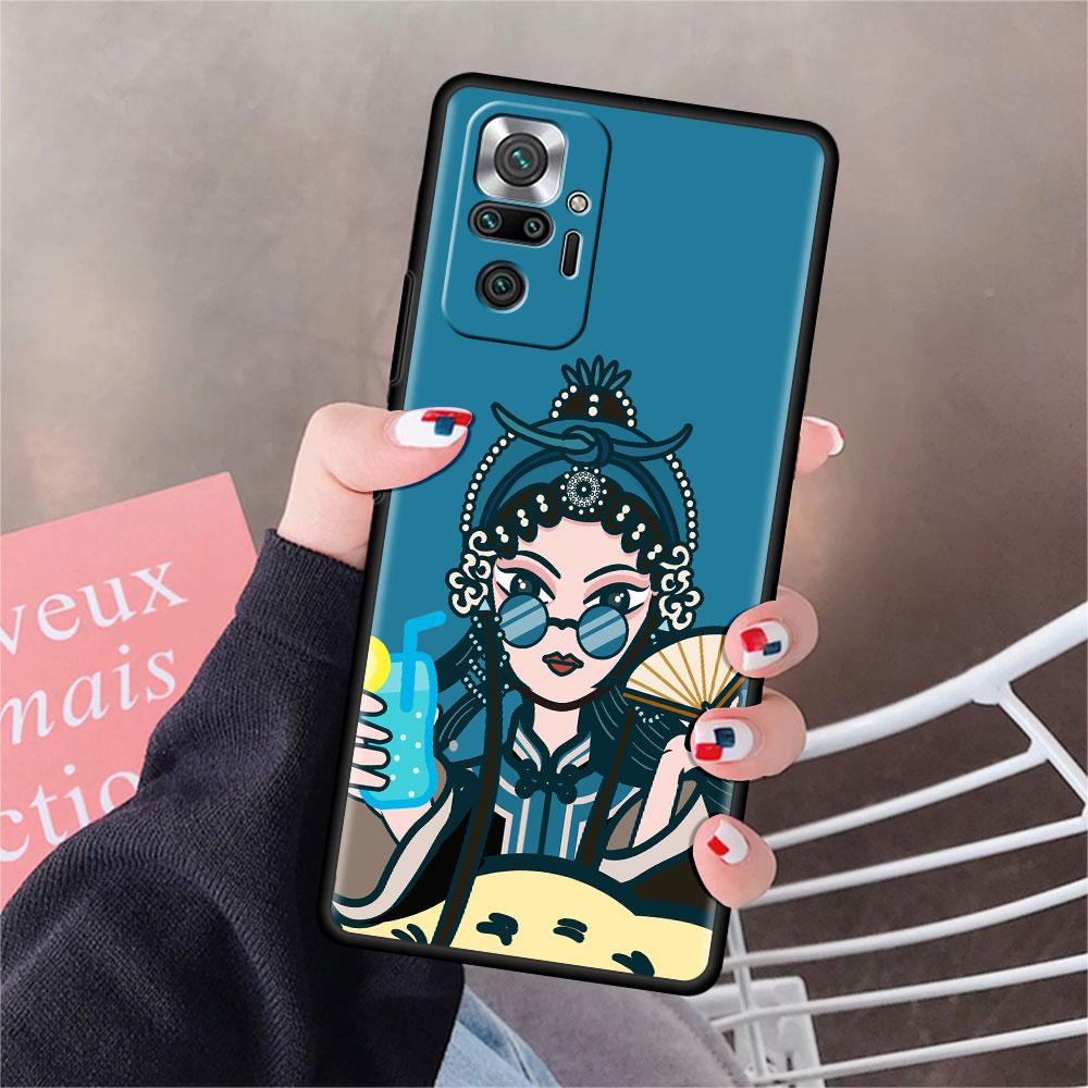 Funda For Xiaomi Redmi Note 10 9 11 Pro Soft Phone Case 10S 9S K40 8 9A 9C 9T 7 10C 8T Silicone Cover Opera Retro Girl Shell Sac