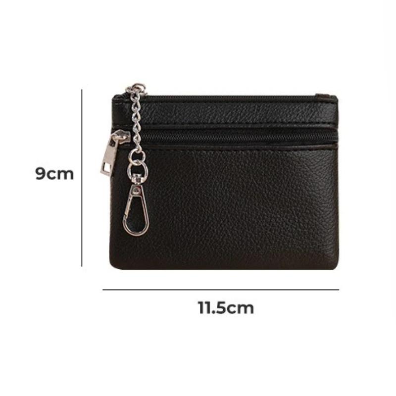 PU Leather Mini Coin Purse Double Layer Large Card Bag Handmade Zipper Wallet Car Key Case Short Lady Wallet Key Case