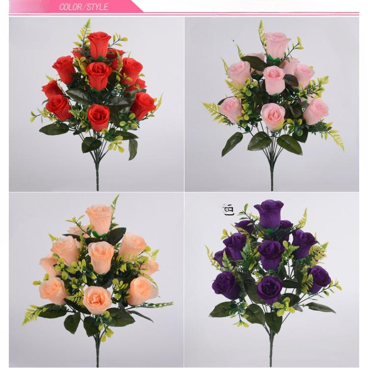 12 Hands Rose Bridal Bouquet Realistic Bridesmaid Flower Arrangement Wedding Decoration Ornament Reusable Dustproof Faux Floral Centerpiece Easy Care