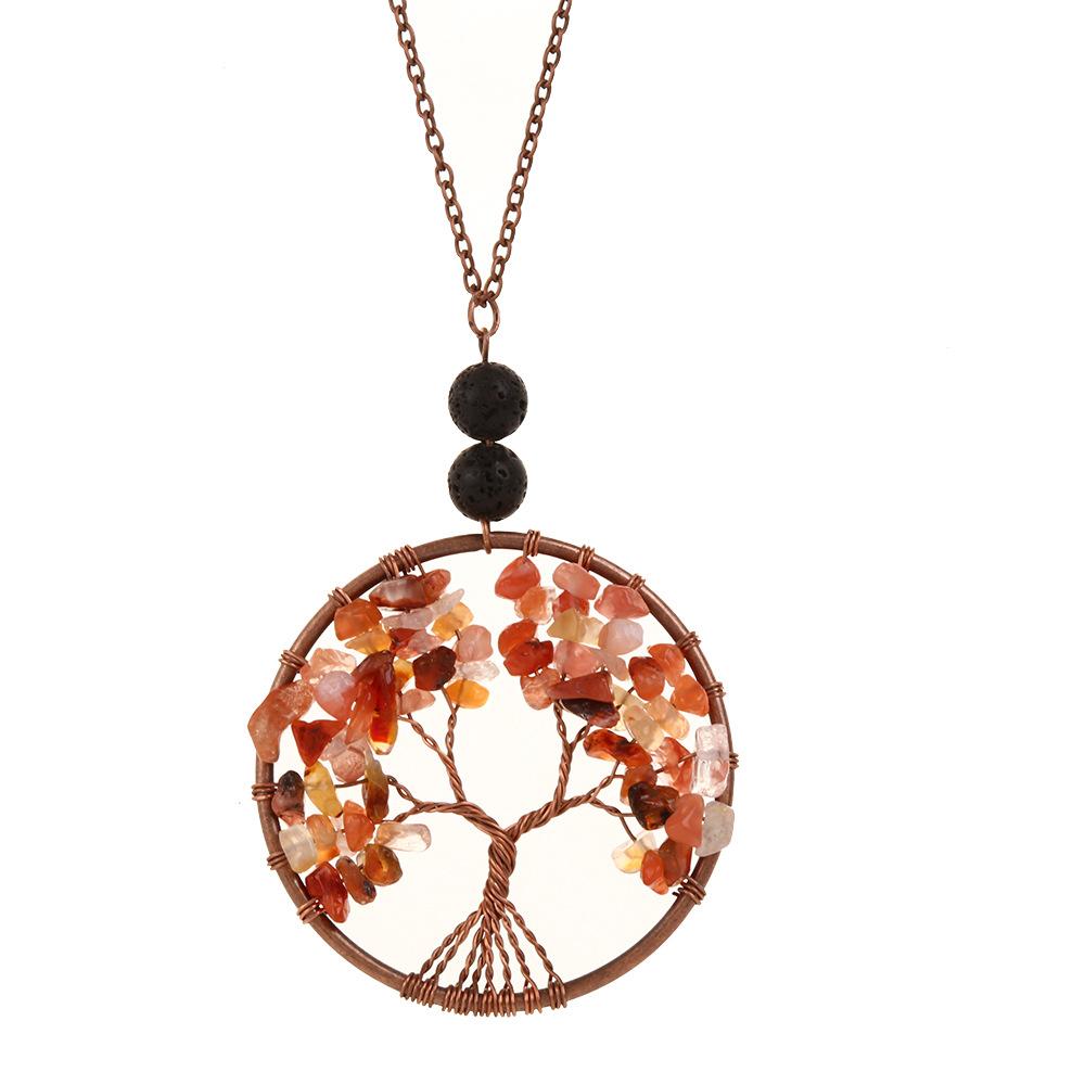 Natural Stone Crystal, Aromatherapy Volcanic Stone Pure Hand-Wound Gravel Tree Root Life Tree Necklace N14