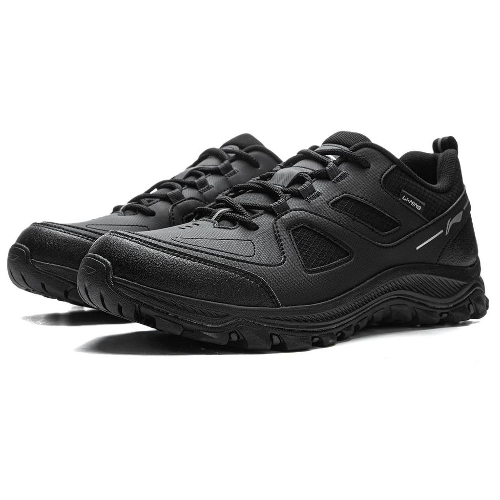 Li Ning Synthetic Leather Cushioning Abrasion Resistant Breathable Low Top Casual Shoes Men's Black AGCV415-4