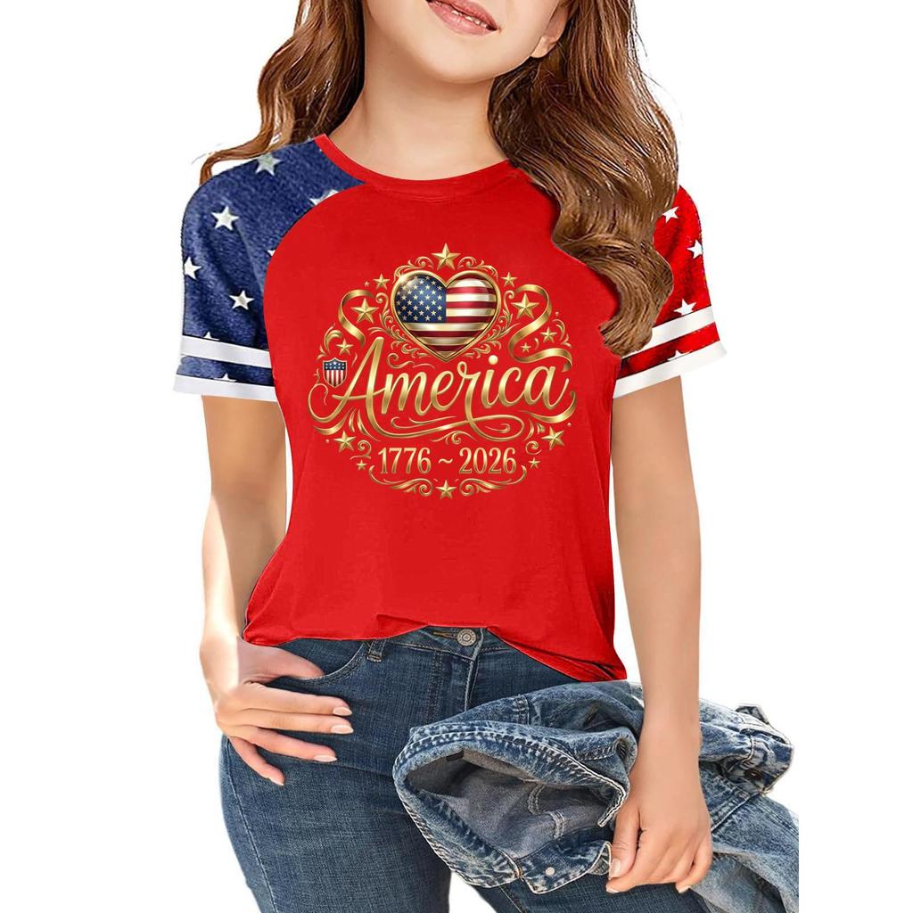 Casual Short Sleeve Crew Neck T Shirt with USA Print and Graphic Design for Independence Day Celebration Lightweight Breathable Fabric
