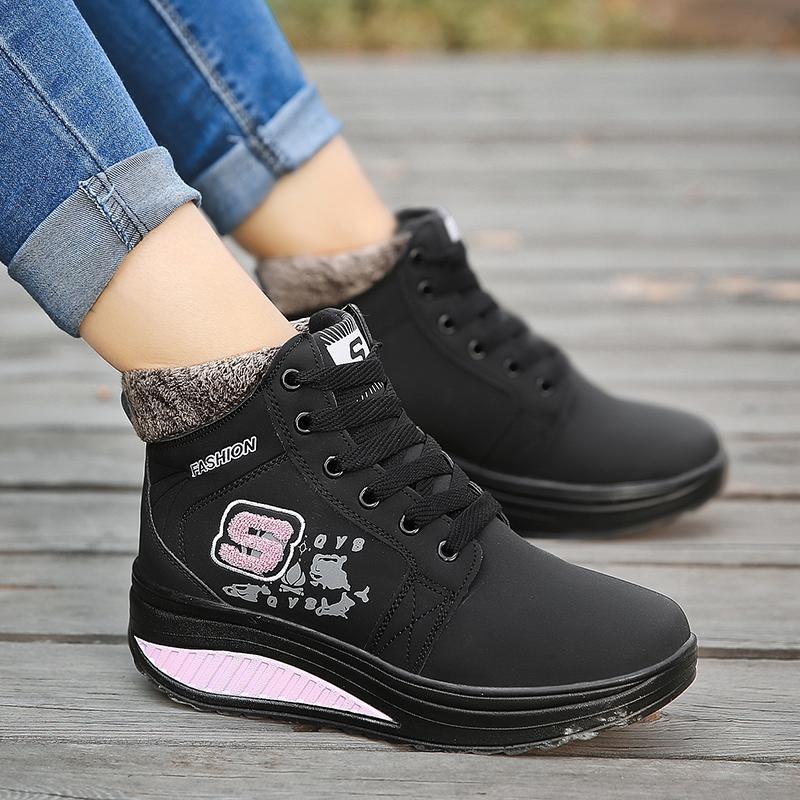 Зимние бархатные теплые высокие женские хлопковые туфли-качалки зимние ботинки спортивная — фото 7