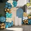 Sea Blue Balloon Chain Wreath Arch Package, Vintage Morandi Balloon Wedding Birthday Party Decoration Props