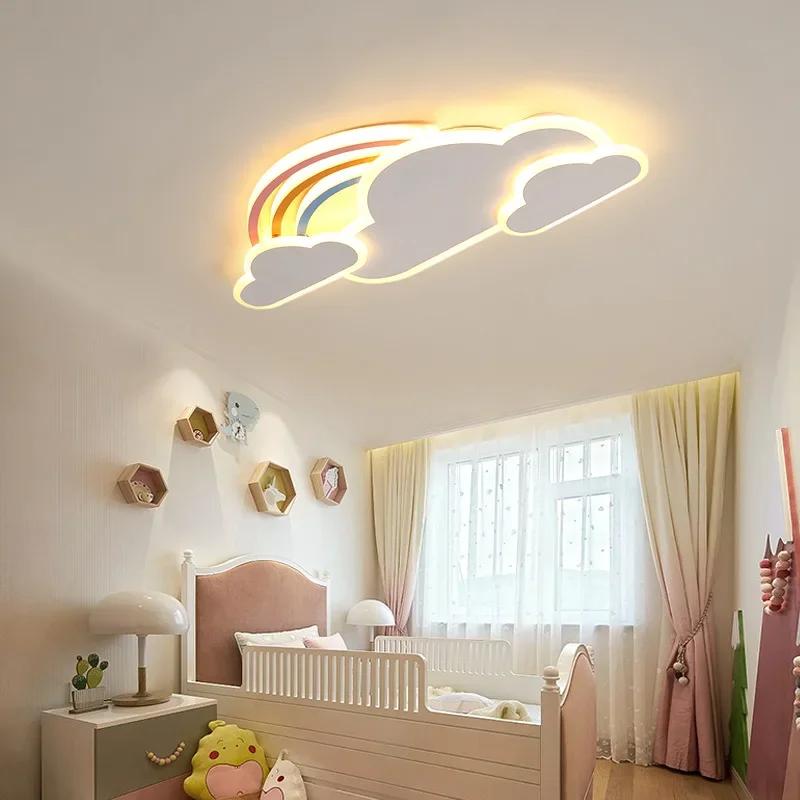 Modern Minimalist Children's Room Led Ceiling Lamp Nordic Creative Bedroom Warm Love Cloud Lights Lighting Fixtures Pink Lustre