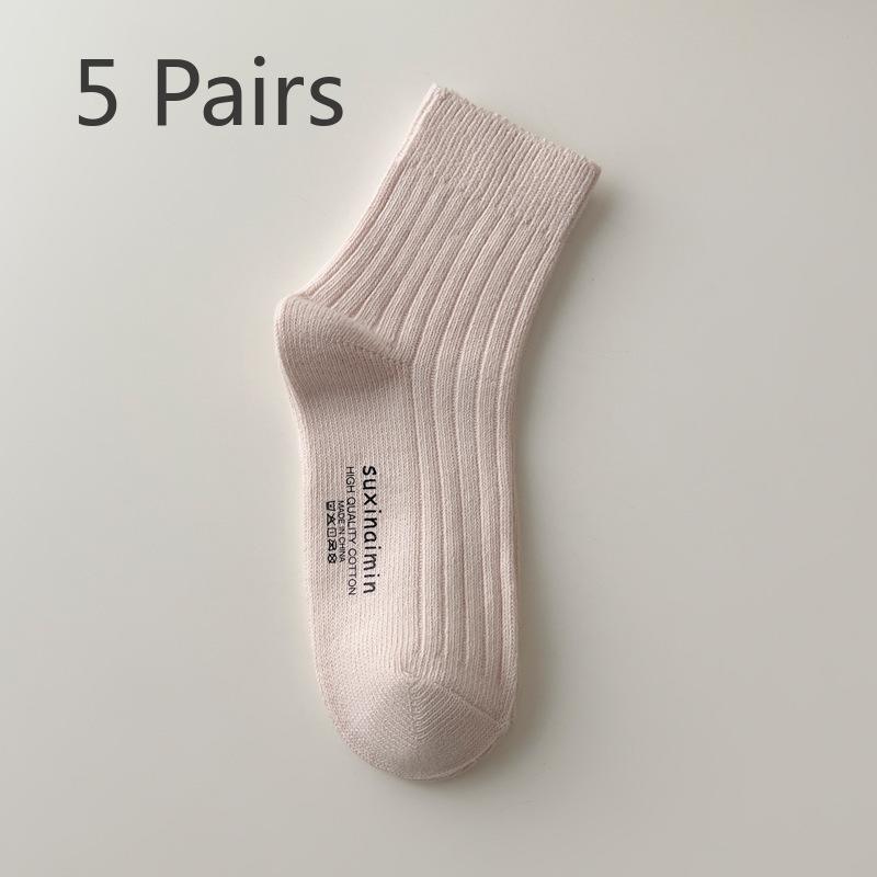 

5 пар женских носков-труб из мягкого отдела на осень и зиму в романтическом стиле 5 Pairs розовый/серый