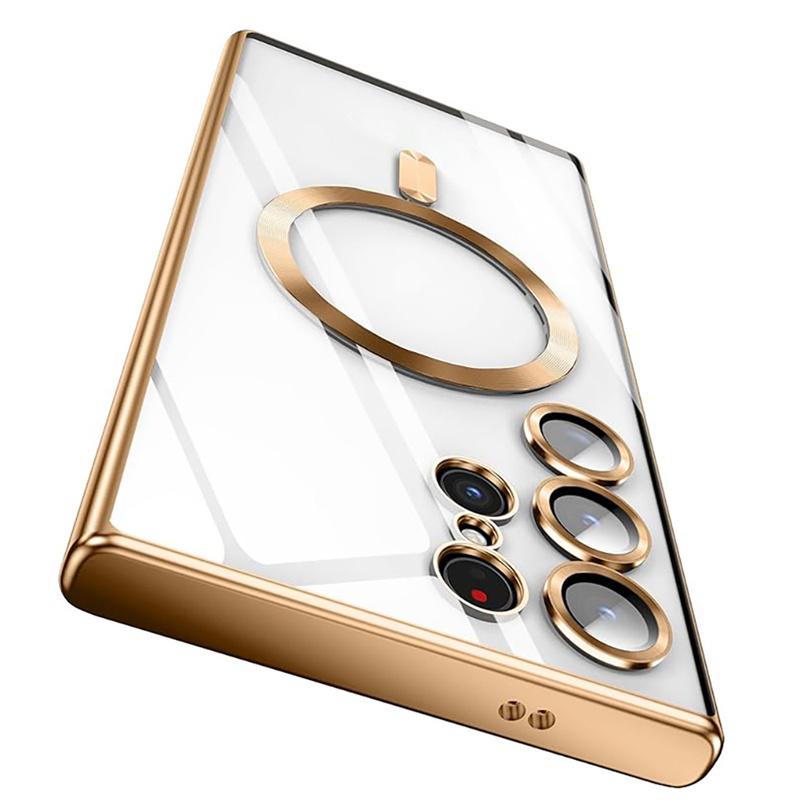 

Для чохла MagSafe Для Samsung Galaxy S25 S23 S22 Ultra Plus Магнітні чохли із захистом об єктива Для Samsung S24 S21 Ultra Plus Чохол Galaxy S23+ золотий