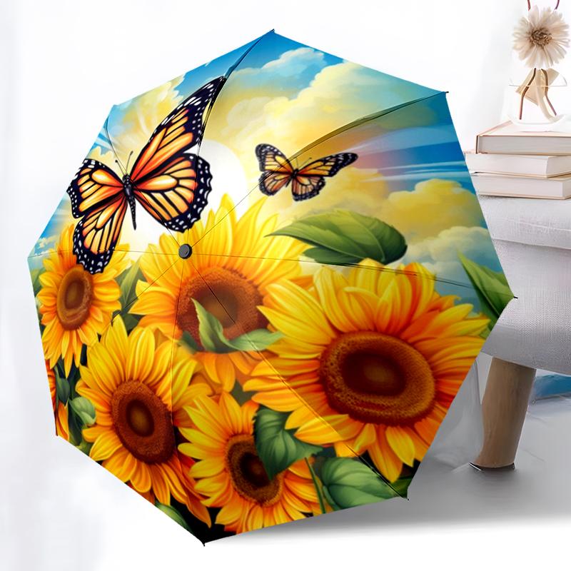 Colorful Butterfly Umbrella Automatic Open/close, Sturdy Iron Frame & 8-Rib Structure, Umbrella for Women & Men, Christmas Gifts