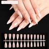 24Pcs Purple Almond Press On Nails With Gold Glitter And Green Leaf Design Wearable False Nail Tips
