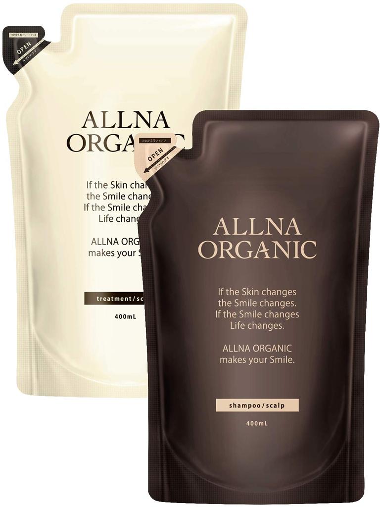 ALLNA ORGANIC Shampoo and Treatment 400ml Made In Japan Set, Refill, Additive-Free, (Woody)