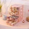 2025 New Desktop Storage Box Organizer Cute Bear Handle Drawer Type Desk Organizer Multi-grid Pen Holder with Kawaii Stickers