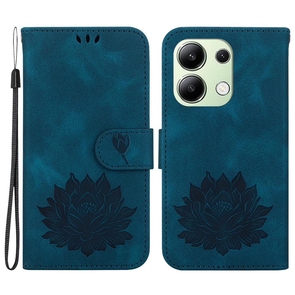 For Xiaomi Redmi Note 13 4G Wallet Case Lotus Pattern Leather Protective Phone Cover