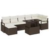 Set de sofa de jardin vidaXL 8 pièces avec coussins marron en polyrotin, Sofa de jardin vidaXL 2 places avec coussins marron 3348864